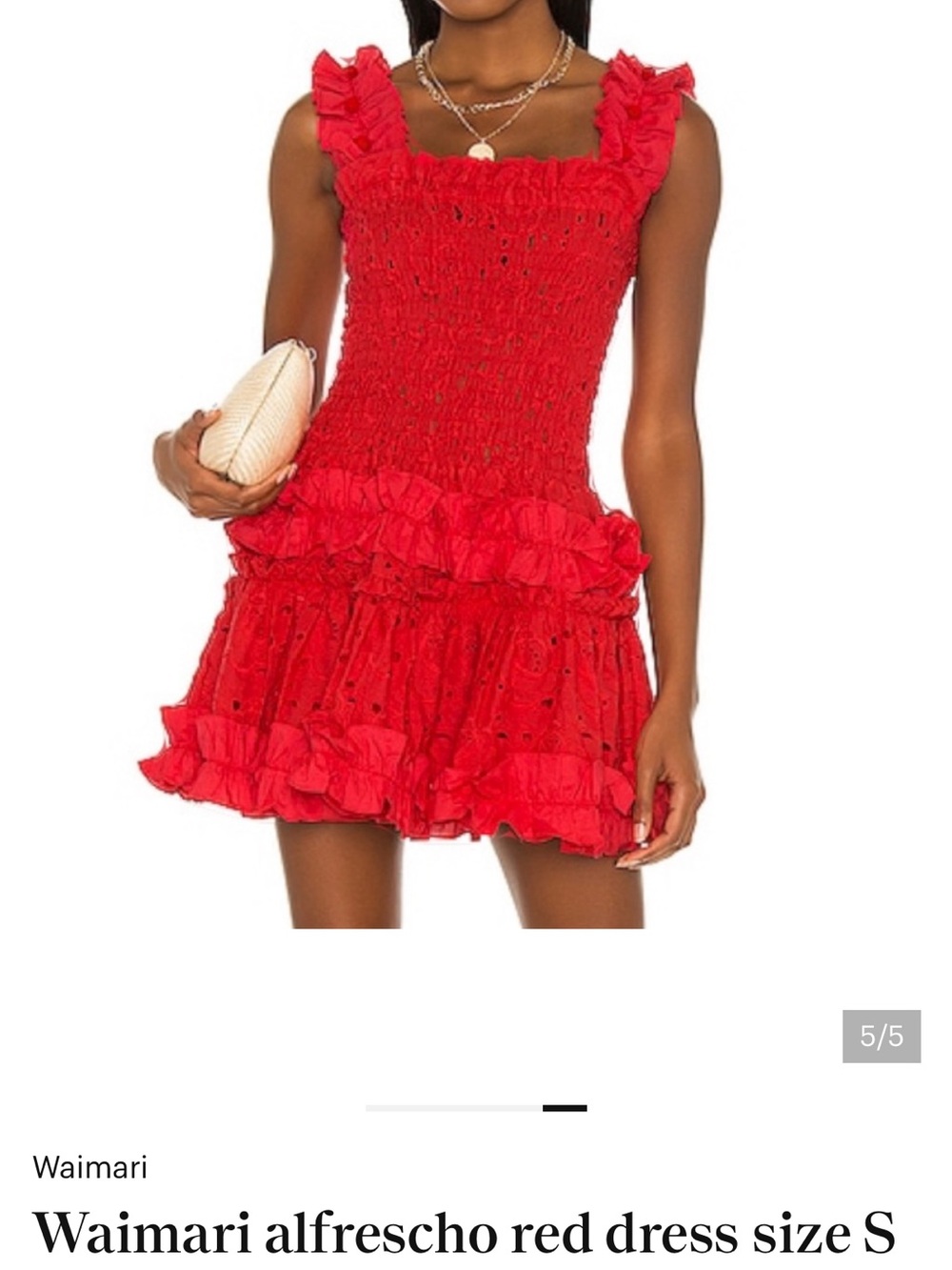 Waimari Red Ruffle Mini Dress